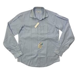 Vintage Perry Ellis Shirt Mens 15.5 Sky Blue Long Sleeve Portfolio Dress New